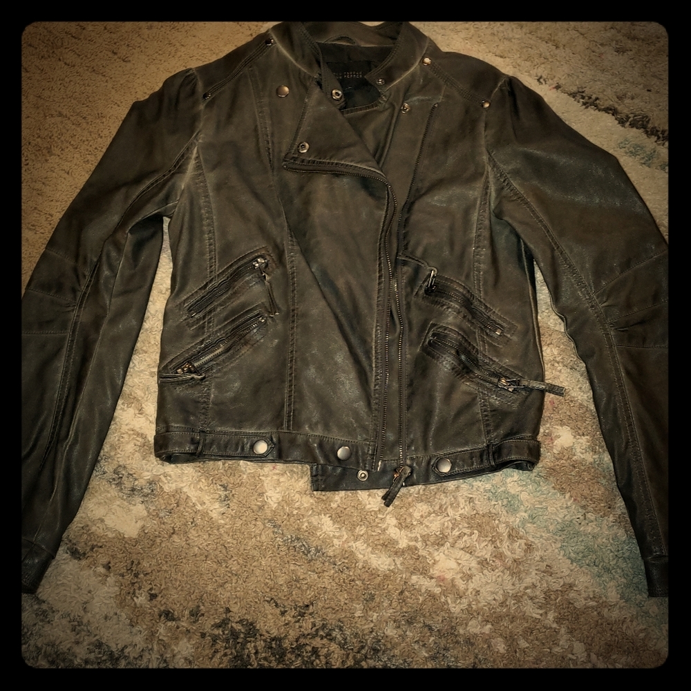 Womens black leather jacket
